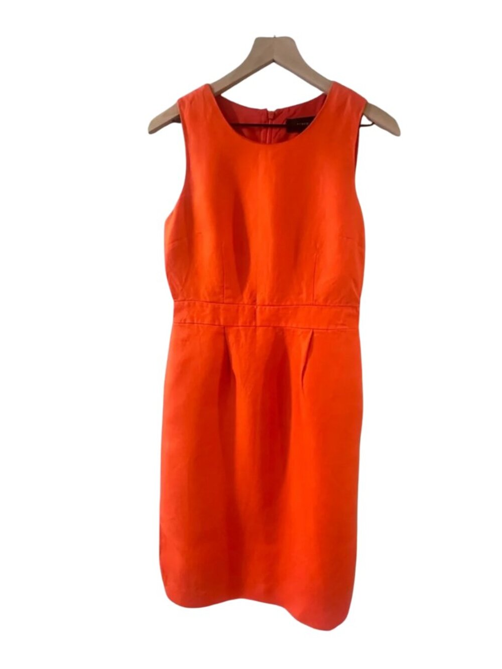 J. Crew Linen Bright Orange Sleeveless Midi Sheath Dress